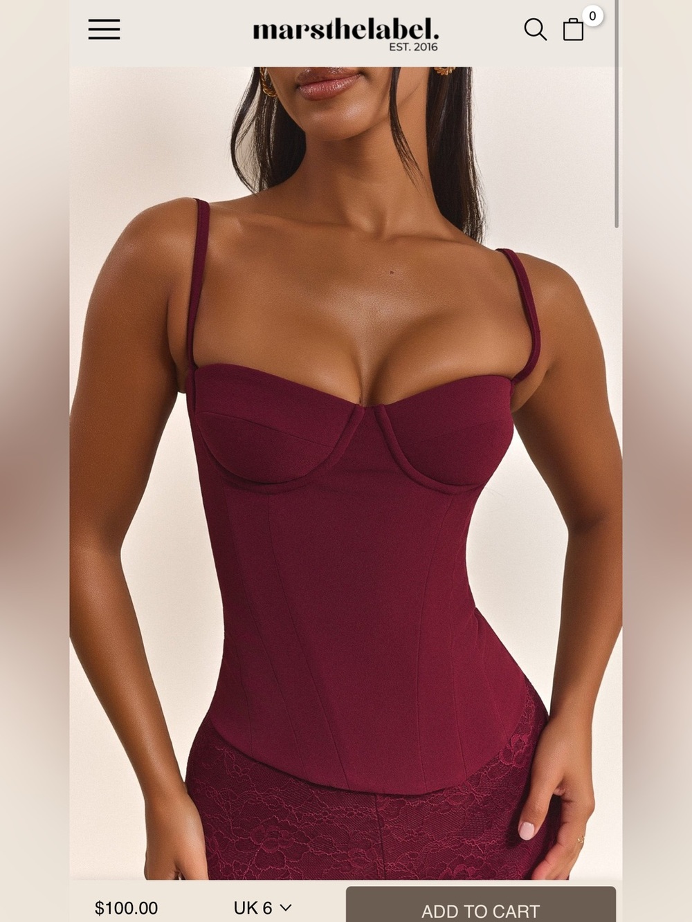 Sculpting Burgundy Corset Camisole Top